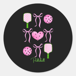 Pegatina Redonda Camiseta de pickleball rosa para mujeres estilosas