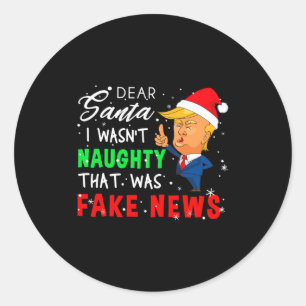 Pegatina Redonda Camiseta de pijama de Navidad de Trump Querido San