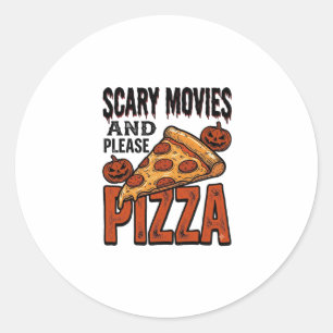 Pegatina Redonda Camiseta de Pizza de Terror para Fans de Noches de