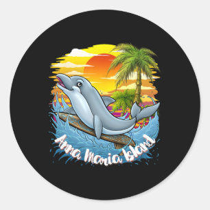 Pegatina Redonda Camiseta de playa de la isla Anna Maria, vacacione