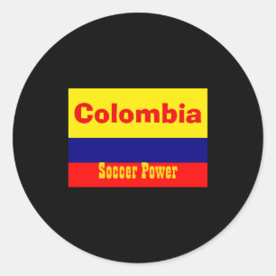 Pegatina Redonda Camiseta de poder de fútbol de Colombia