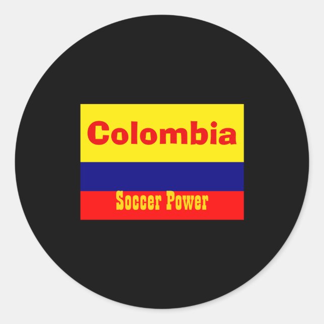 Pegatina Redonda Camiseta de poder de fútbol de Colombia  (Anverso)