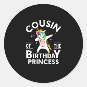 Pegatina Redonda Camiseta de prima de la princesa de cumpleaños uni