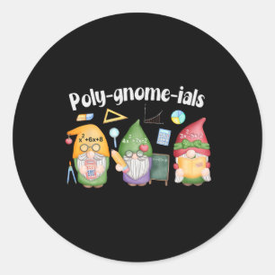 Pegatina Redonda Camiseta de profesor de álgebra de gnomos poli-nom