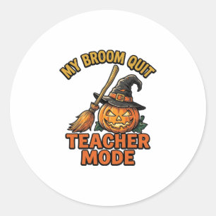 Pegatina Redonda Camiseta de Profesor de Halloween Diseño Divertido