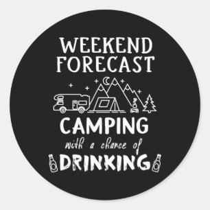 Pegatina Redonda Camiseta de pronóstico de fin de semana Camiseta d