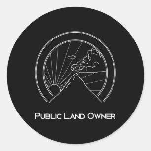 Pegatina Redonda Camiseta de propietario de tierras públicas - Esca