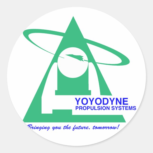 Pegatina Redonda Camiseta de propulsión de Yoyodyne (Anverso)