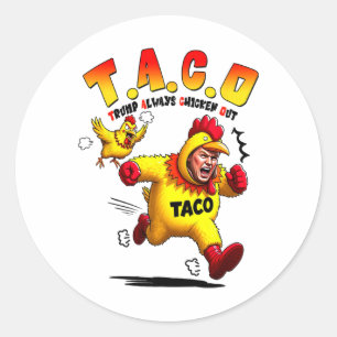 Pegatina Redonda Camiseta de protesta anti Trump con chiste de taco