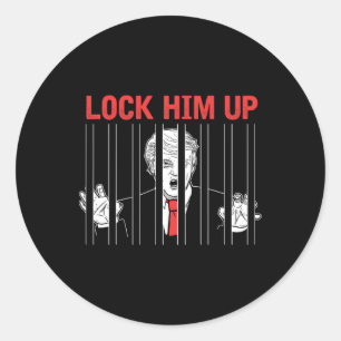 Pegatina Redonda Camiseta de protesta anti Trump Lock Him Up