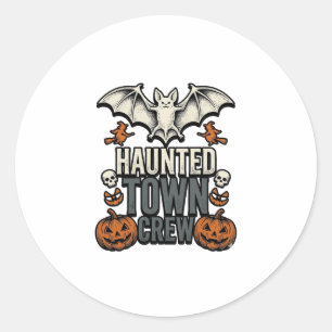 Pegatina Redonda Camiseta de Pueblo Embrujado Vintage Halloween Mur