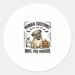 Pegatina Redonda Camiseta de Pug de Halloween Ropa de Perro Diverti