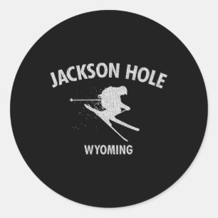 Pegatina Redonda Camiseta de regalo de esquí Jackson Hole Wyoming