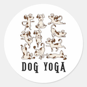 Pegatina Redonda Camiseta de regalo de yoga divertido para perros -