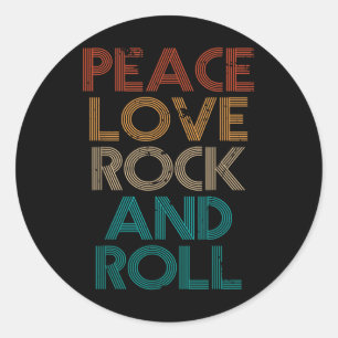 Pegatina Redonda Camiseta de Rock N Roll Vintage de Paz y Amor Conc
