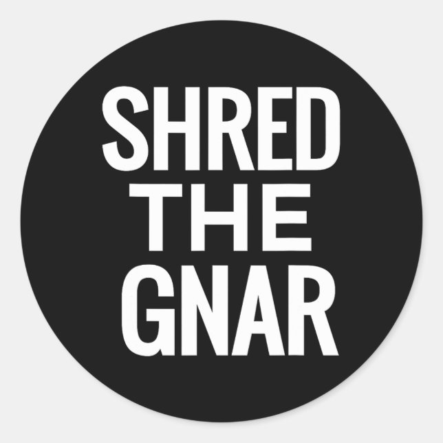 Pegatina Redonda Camiseta De Snowboard T - Shred The Gnar (Anverso)