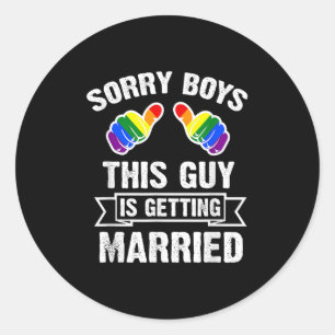 Pegatina Redonda Camiseta de Soltero Fiesta Lgbt Orgullo Gay Novio