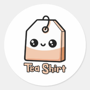 Pegatina Redonda ¡Camiseta de té! Cute gracioso té bolso Personaliz