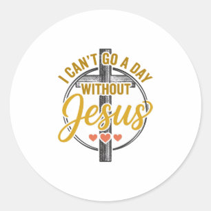 Pegatina Redonda Camiseta de tipografía cristiana de la cruz de Jes
