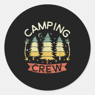 Pegatina Redonda Camiseta de tripulación de camping para niños Cami