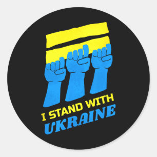 Pegatina Redonda Camiseta de Ucrania Apoyo Ucraniano Ucrania Estoy