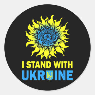 Pegatina Redonda Camiseta de Ucrania Bandera Me Mantengo Con Ucrani