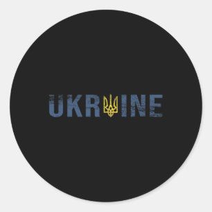 Pegatina Redonda Camiseta de Ucrania Tryzub Tridente Emblema Milita