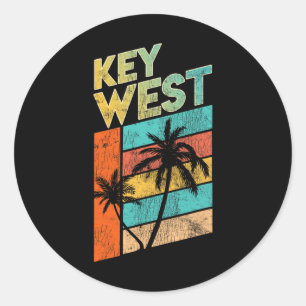 Pegatina Redonda Camiseta de vacaciones familiares en Key West Flor