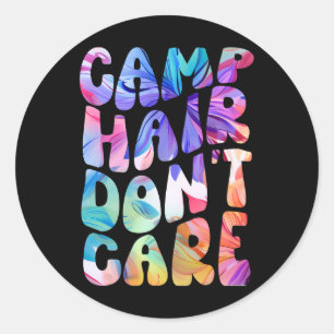 Pegatina Redonda Camiseta de verano para niñas Camp Hair Don't Care