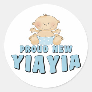 Pegatina Redonda Camiseta de YiaYia orgullosa