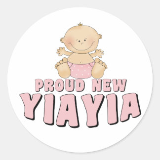 Pegatina Redonda Camiseta de YiaYia orgullosamente nueva