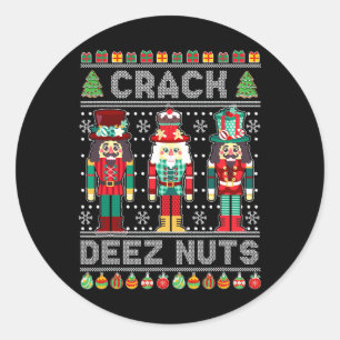 Pegatina Redonda Camiseta Deez Nuts Cascanueces Divertida Navidad F