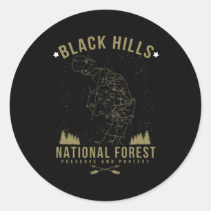 Pegatina Redonda Camiseta del Bosque Nacional Black Hill Dakota del
