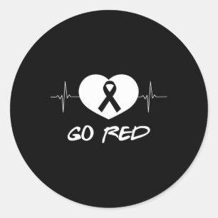 Pegatina Redonda Camiseta del Día de ir Rojo Cinta del Corazón Rega