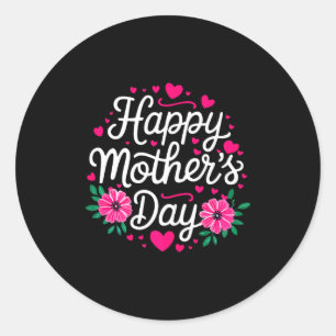 Pegatina Redonda Camiseta del día de la madre mujeres mamá abuela m