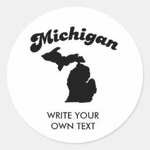 PEGATINA REDONDA CAMISETA DEL LEMA DEL ESTADO DE MICHIGAN