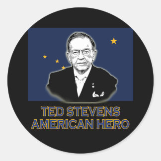 Pegatina Redonda Camiseta del senador Ted Stevens, héroe estadounid