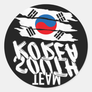 Pegatina Redonda Camiseta deportiva de fútbol de Corea del Sur
