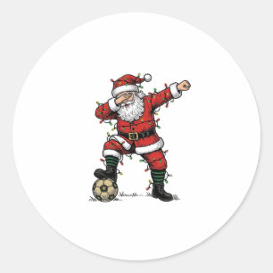 Pegatina Redonda Camiseta deportiva de Navidad de fútbol de Santa V