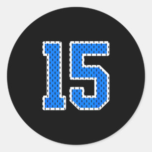 Pegatina Redonda Camiseta deportiva de número 15 azul brillante