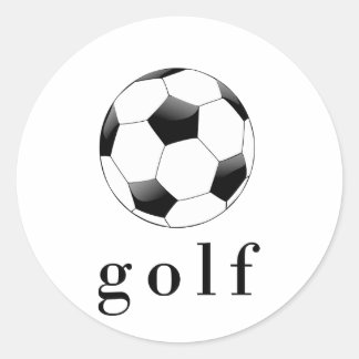 Pegatina Redonda Camiseta Deportiva divertida de Golf Soccer Ball