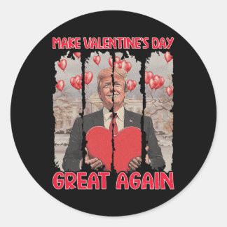 Pegatina Redonda Camiseta Día de San Valentín de Trump Haz el Día d