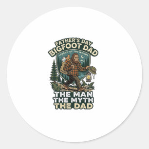 Pegatina Redonda Camiseta Día del Padre Bigfoot Papá Fuerte Silenci