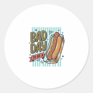 Pegatina Redonda Camiseta Diseño Vector Retro Hot Dog Mal Día_1