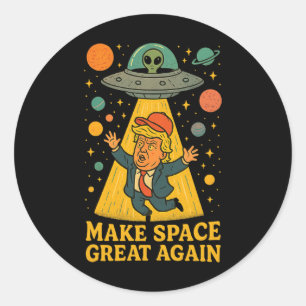 Pegatina Redonda Camiseta Divertida Abducción Alien Trump Ovni Espa