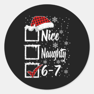 Pegatina Redonda Camiseta Divertida Bonita Traviesa 67 Navidad Rota