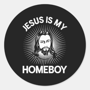 Pegatina Redonda Camiseta divertida cristiana Biblia Jesús es mi co