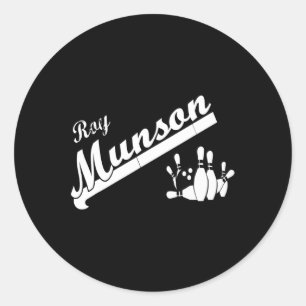 Pegatina Redonda Camiseta divertida de bolos Roy Munson King Pin