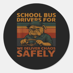 Pegatina Redonda Camiseta divertida de conductor de autobús escolar