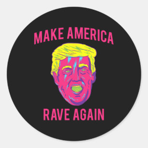 Pegatina Redonda Camiseta Divertida De Edm Trump Hacer Que Estados